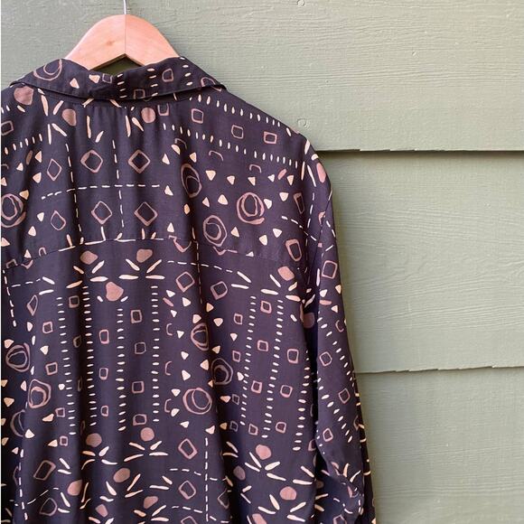 Vintage Mod Graphic Button Down Shirt  black brown - Picture 5 of 10